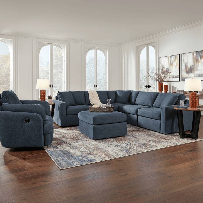 Modmax 6-Piece Sectional with Storage Chaise and Audio Console Ink Option B