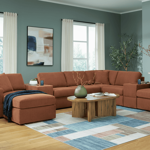 Modmax 6-Piece Sectional with Storage Chaise and Storage Console Spice Option B