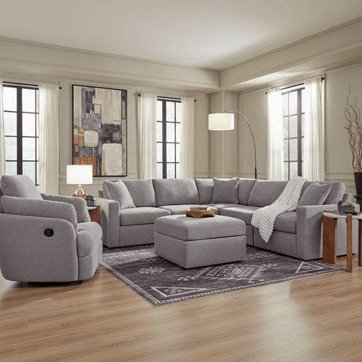 Modmax 6-Piece Sectional with Storage Chaise and Storage Console Granite Option A