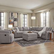 Modmax 6-Piece Sectional with Storage Chaise and Storage Console Granite Option B