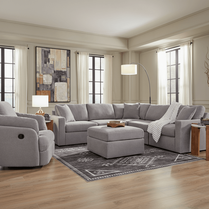 Modmax 6-Piece Sectional with Storage Chaise and Storage Console Granite Option B