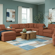 Modmax 6-Piece Sectional with Storage Chaise and Storage Console Spice Option A