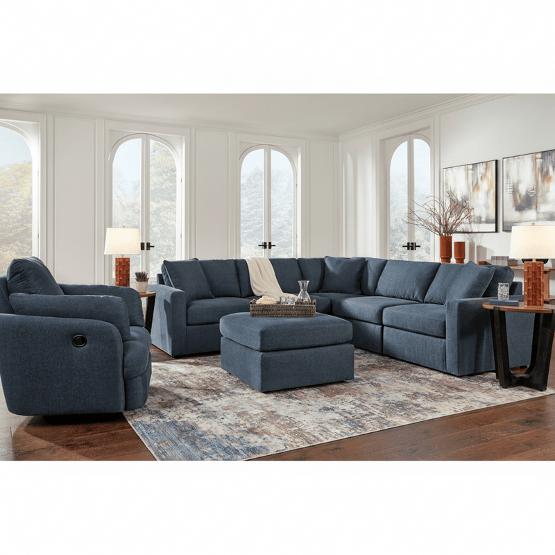 Modmax 6-Piece Sectional with Storage Chaise and Storage Console Ink Option A