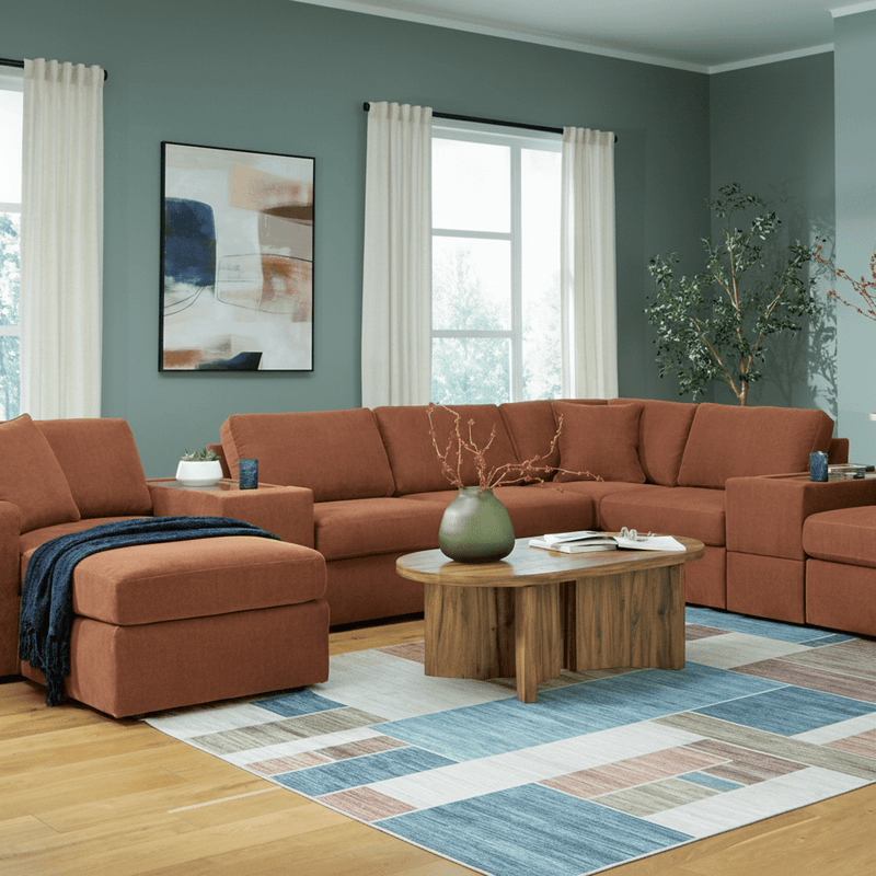 Modmax 6-Piece Sectional with Storage Chaise and Storage Console Spice Option C