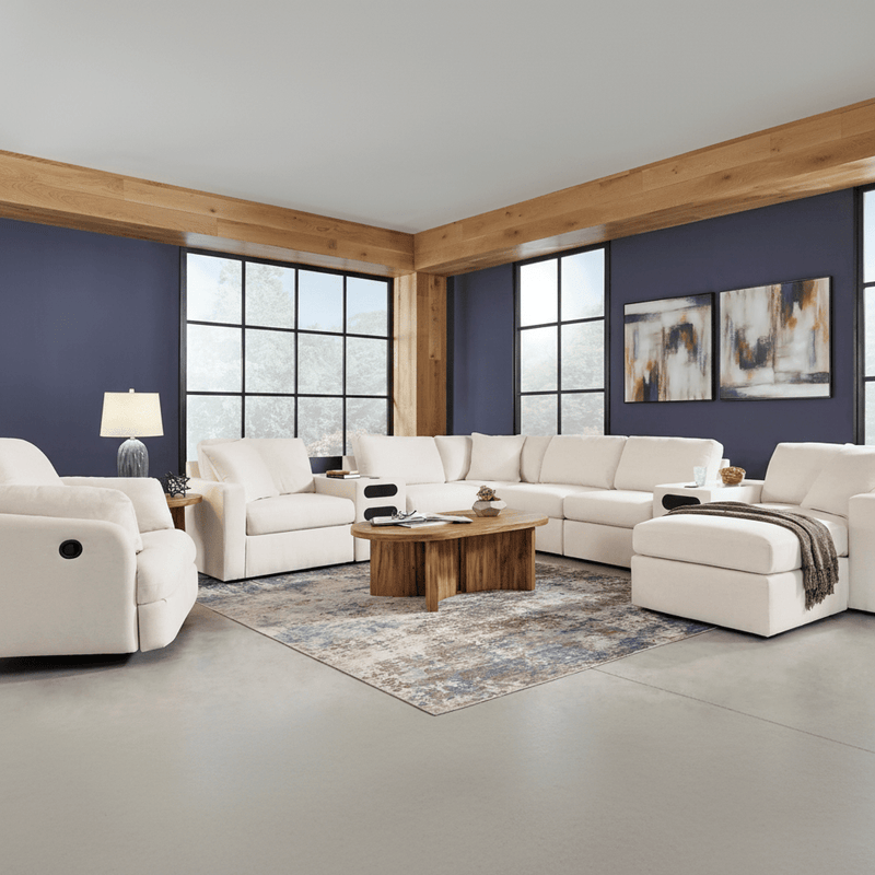 Modmax 6-Piece Sectional with Storage Chaise and Storage Console Oyster Option D