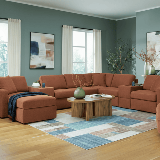 Modmax 7-Piece Double Storage Chaise Sectional with Storage Console Spice