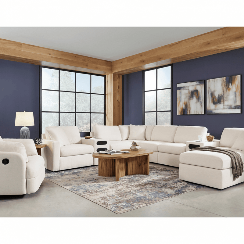 Modmax 8-Piece Double Storage Chaise Sectional with Audio and Storage Consoles Oyster