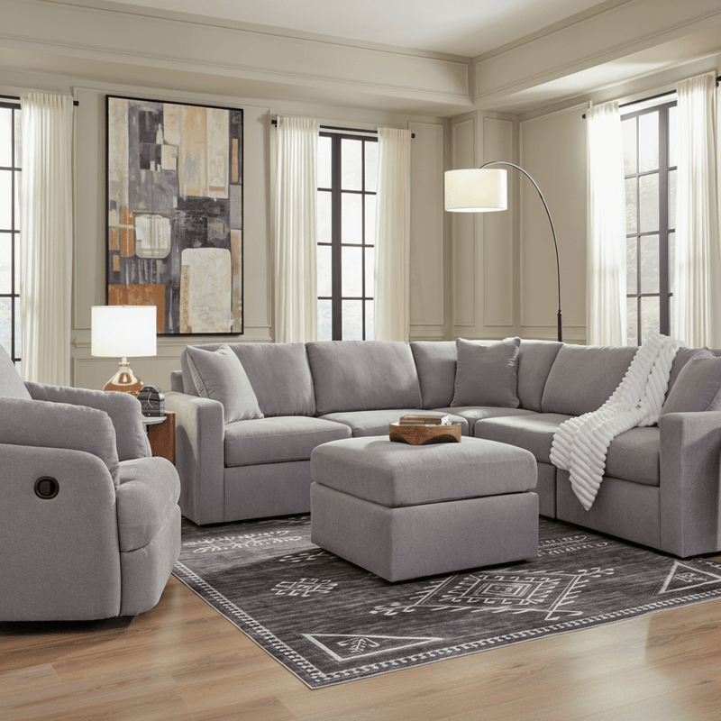 Modmax 8-Piece Sectional with Storage Chaise and Audio Consoles Granite Option B