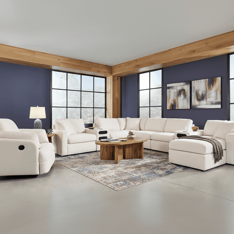 Modmax 8-Piece Sectional with Storage Chaise and Audio Consoles Oyster Option A