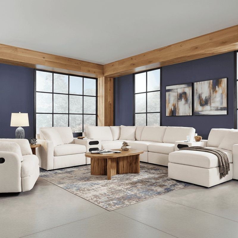 Modmax 8-Piece Sectional with Storage Chaise and Audio Consoles Oyster Option B