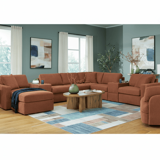 Modmax 8-Piece Sectional with Storage Chaise and Audio Consoles Spice Option B