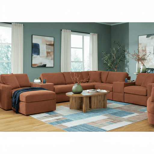 Modmax 8-Piece Sectional with Storage Chaise and Audio Consoles Spice Option A