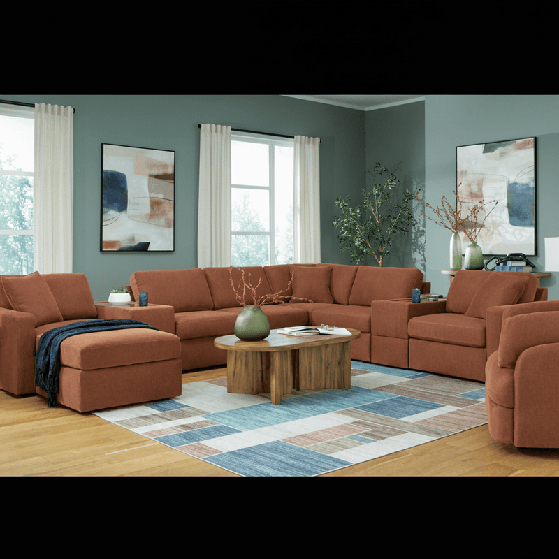 Modmax 8-Piece Sectional with Storage Chaise and Storage Consoles Spice Option A