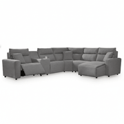 Modmax II 6-Piece Power Reclining Sectional with Chaise Grey Right Chaise
