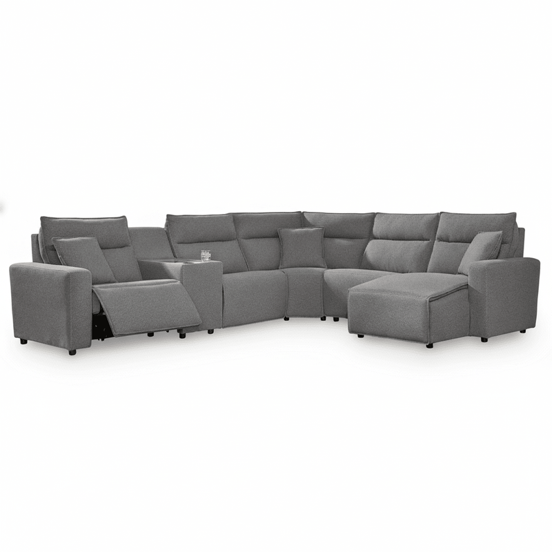 Modmax II 6-Piece Power Reclining Sectional with Chaise Grey Right Chaise