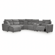 Modmax II 6-Piece Power Reclining Sectional with Chaise Grey Left Chaise