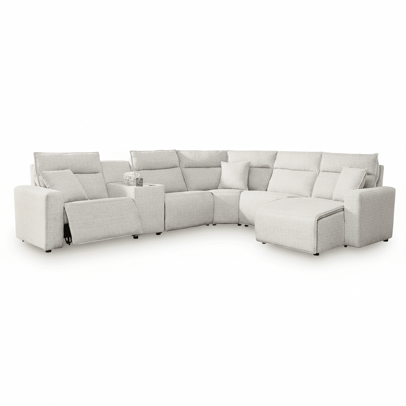 Modmax II 6-Piece Power Reclining Sectional with Chaise White Right Chaise