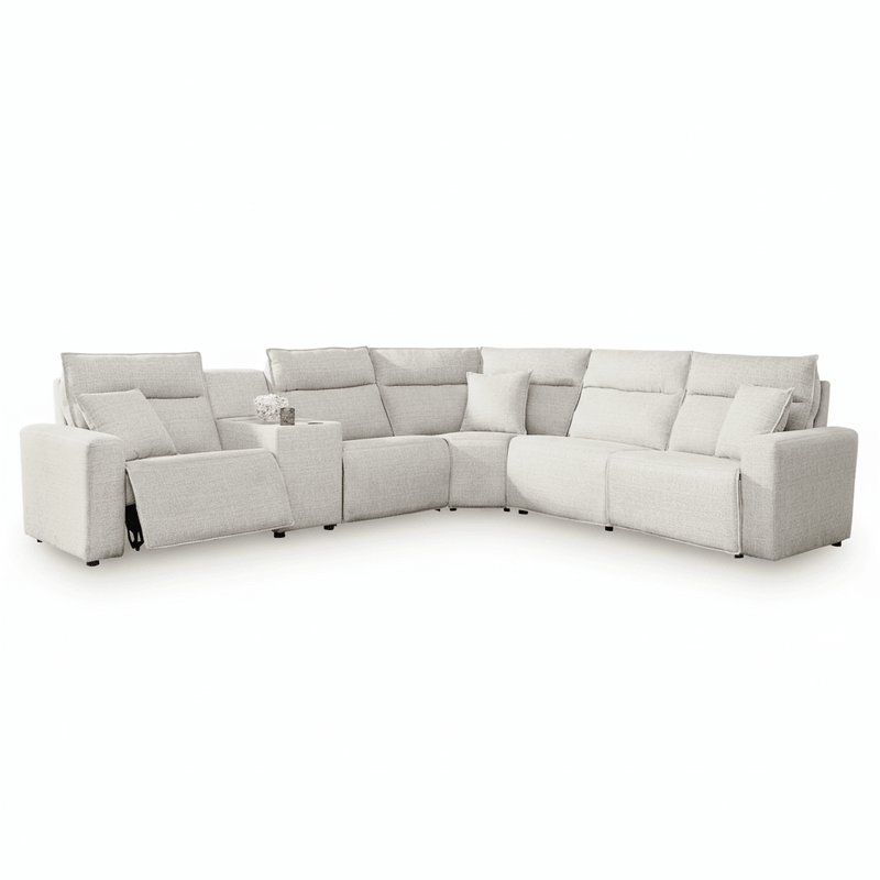 Modmax II 6-Piece Reclining Sectional with Chaise and Audio Console White