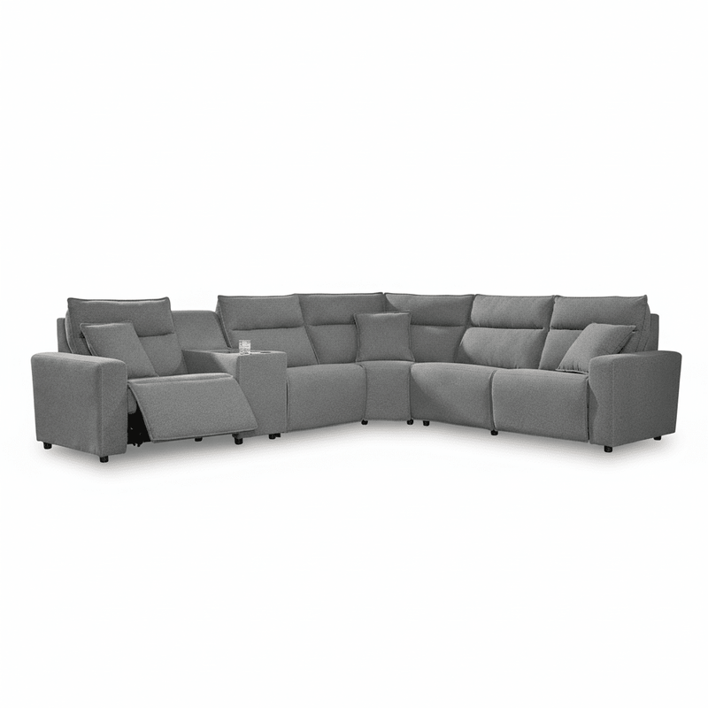 Modmax II 6-Piece Reclining Sectional with Chaise and Audio Console Grey