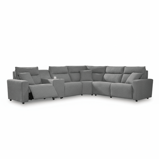 Modmax II 6-Piece Reclining Sectional with Chaise and Audio Console Grey