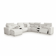 Modmax II 7-Piece Power Reclining Sectional with Audio Consoles White Left Chaise
