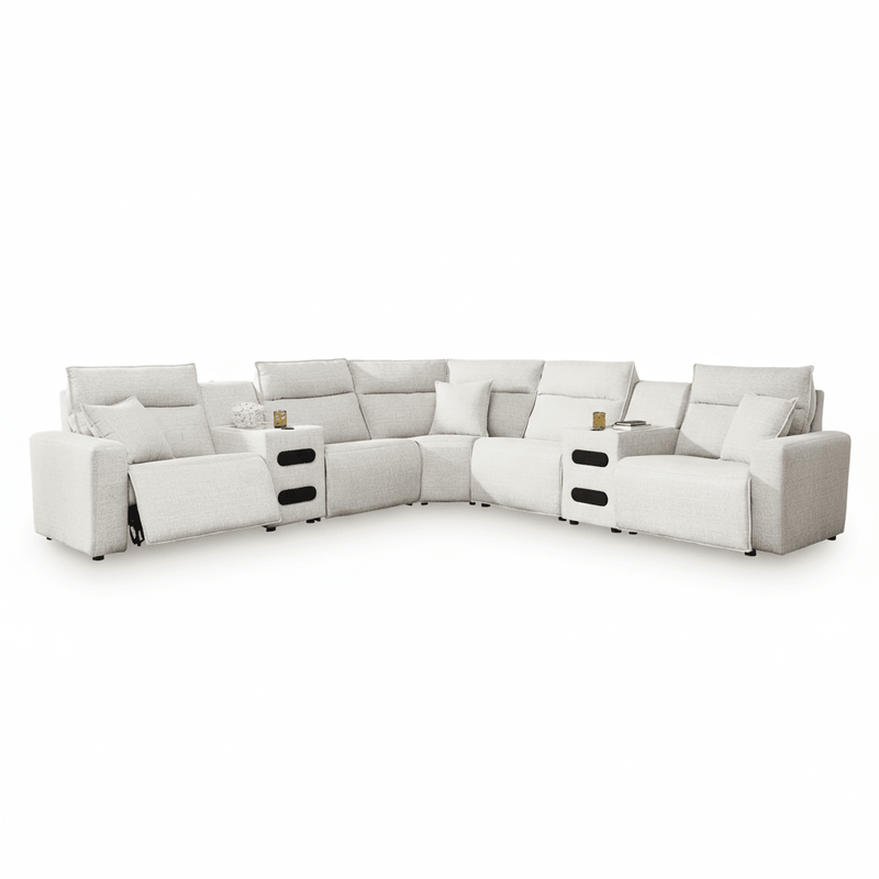 Modmax II 7-Piece Power Reclining Sectional with Audio Consoles White Standard