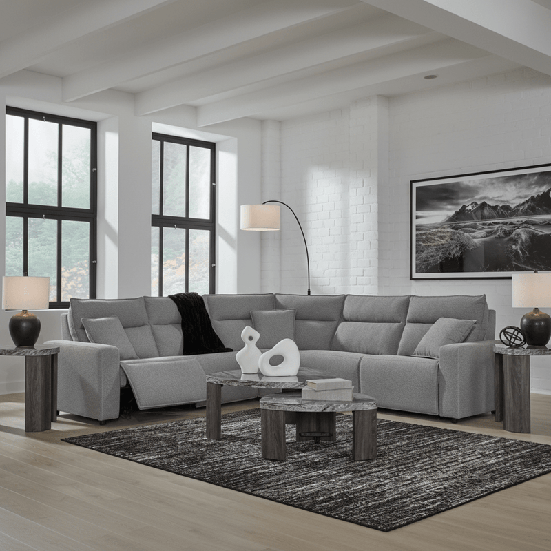 Modmax II 7-Piece Power Reclining Sectional with Audio Consoles Grey Standard