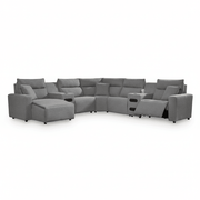 Modmax II 7-Piece Power Reclining Sectional with Audio Consoles Grey Left Chaise