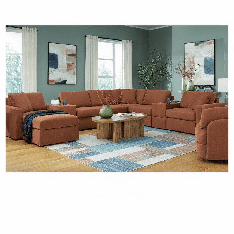 Modmax Premium 4-Piece Sectional with Storage Chaise and Storage Console Spice Option B