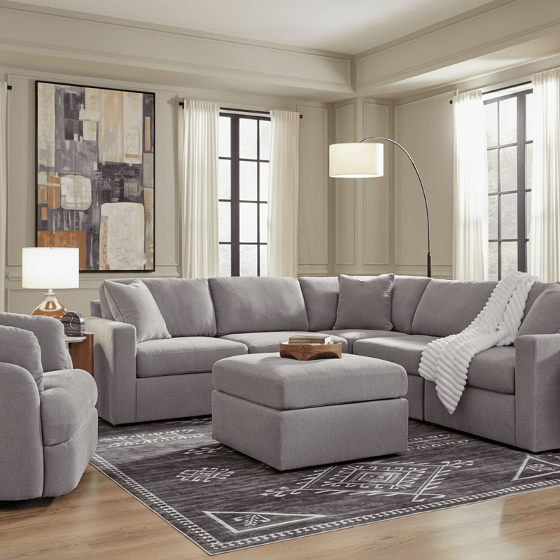Modmax Premium 4-Piece Sectional with Storage Chaise and Storage Console Granite Option B