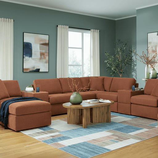Modmax Premium 4-Piece Sectional with Storage Chaise and Storage Console Spice Option A