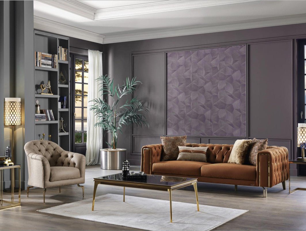 Montego Living Room Set Sofa Loveseat Armchair by Bellona DARK BRICK