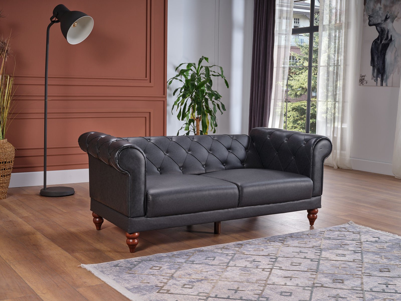 Muse Love Seat (Muse Grey Pu) by Bellona