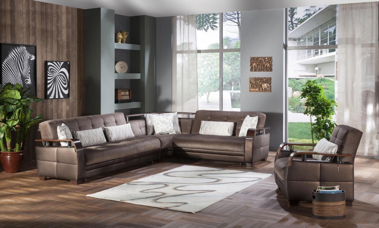 Natural Sleeper Sectional by Bellona PRESTIGE BROWN