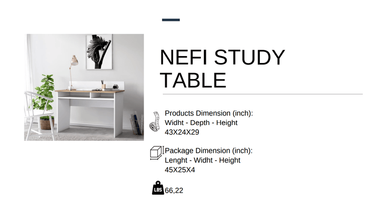Nefi Study Table Varna Oak - Berre Furniture