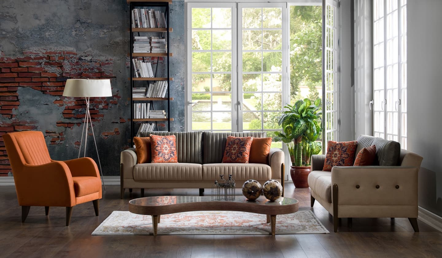 Piero Living Room Set Sofa Loveseat Armchair by Bellona