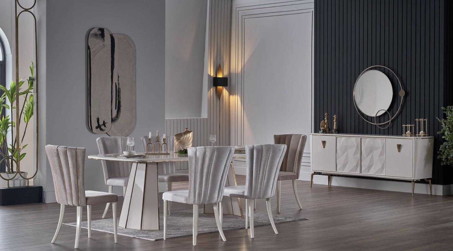 Plaza Dining Set Table With 6 Chairs by Bellona - Berre Furniture