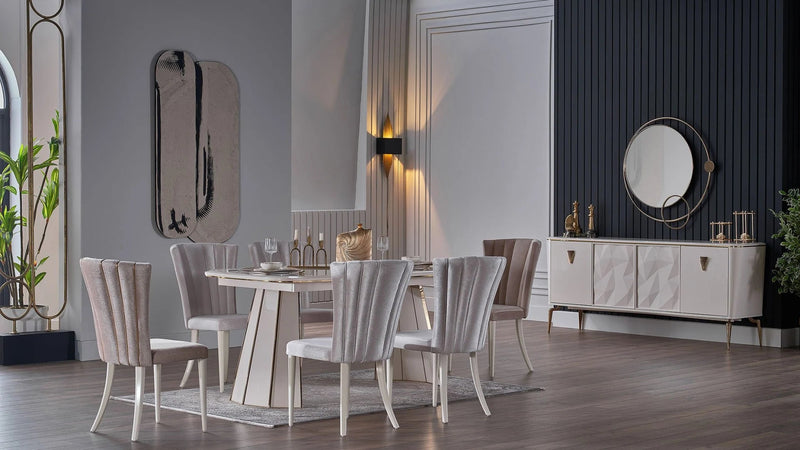 Plaza Dining Set Table With 6 Chairs by Bellona - Berre Furniture