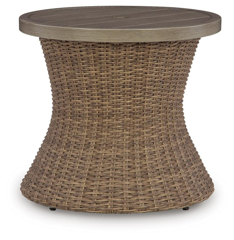 Revare Beach Round End Table w/UMB OPT Default Title