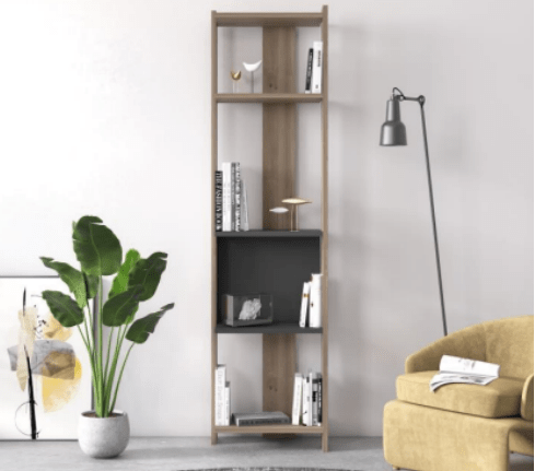 Ruby Bookcase with Shelf Varna Oak - Berre Furniture