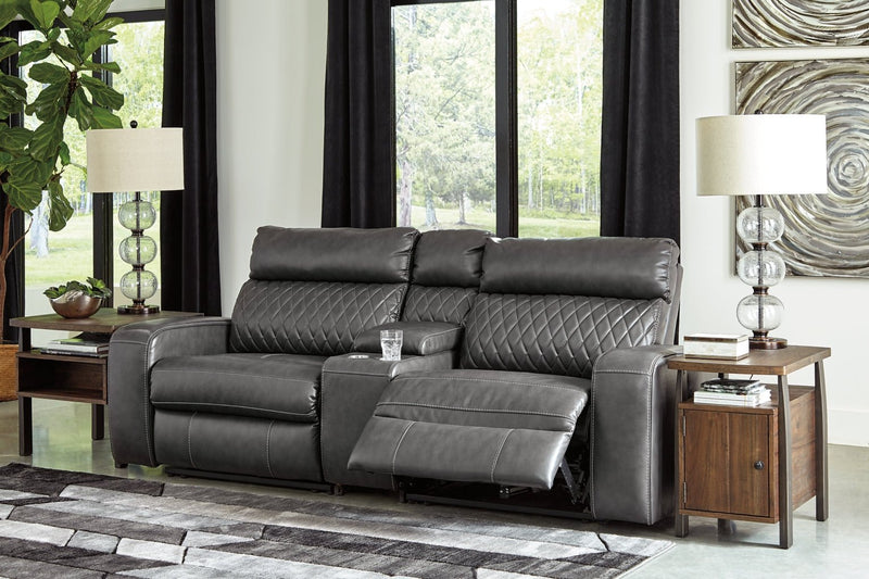 Samperstone 3 - Piece Power Reclining Sectional Loveseat - Berre Furniture