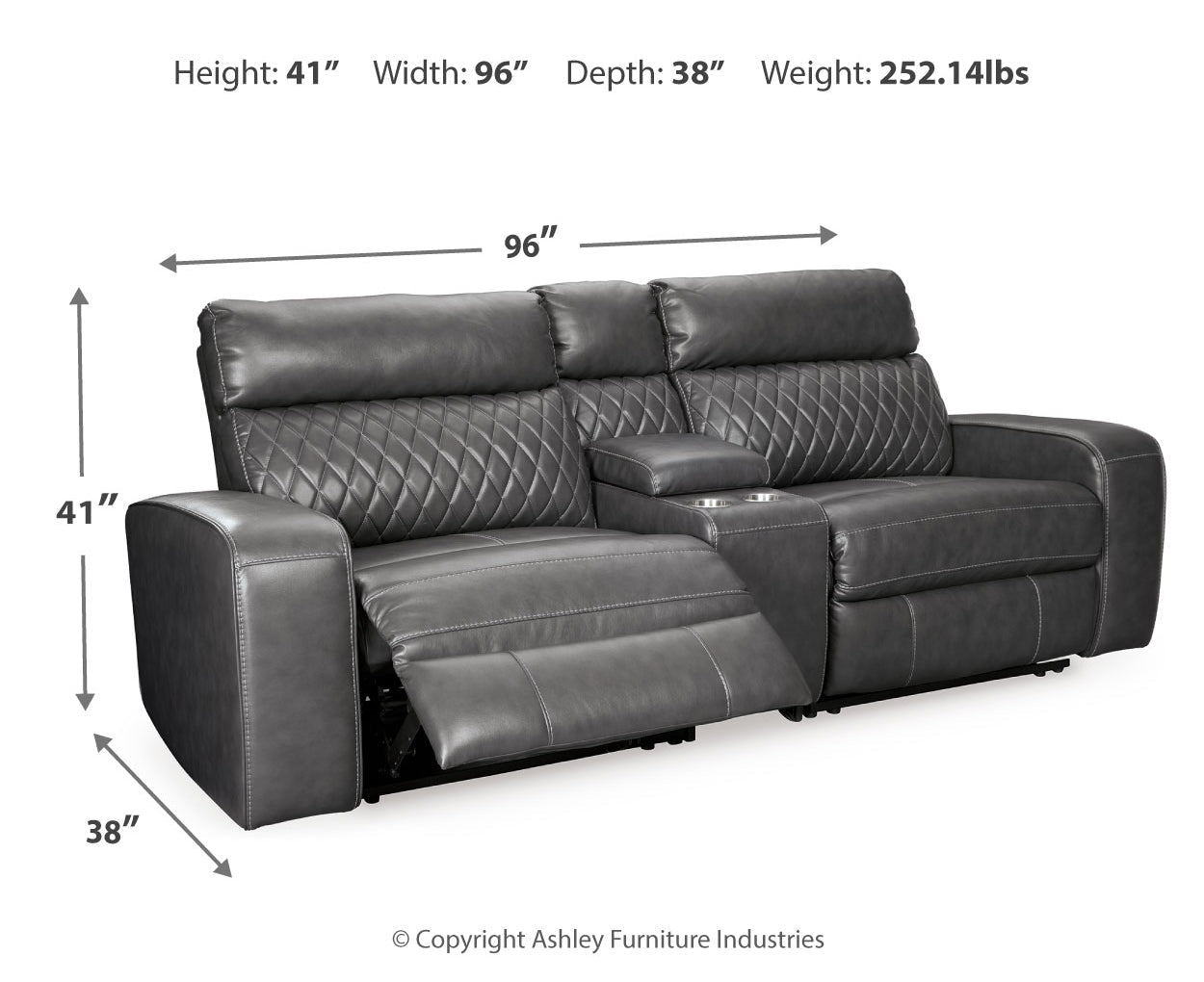 Samperstone 3 - Piece Power Reclining Sectional Loveseat - Berre Furniture