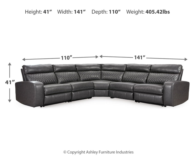 Samperstone 5 - Piece Power Reclining Sectional - Berre Furniture
