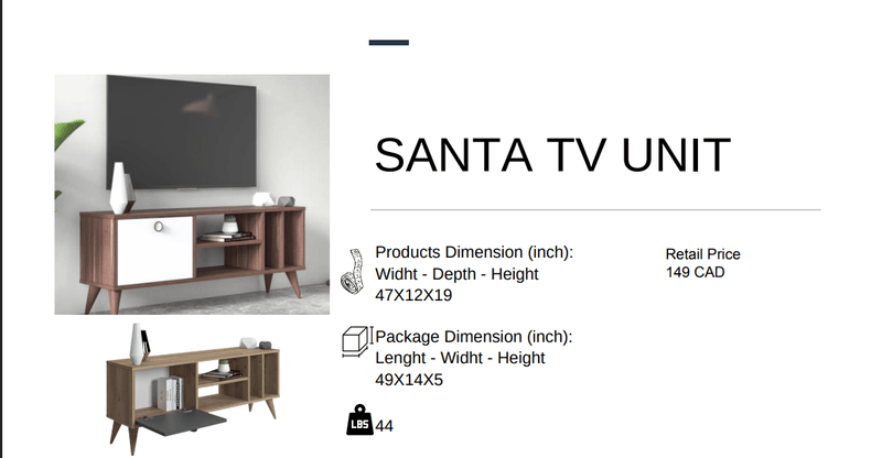 Santa TV Unit Varna Oak - Berre Furniture
