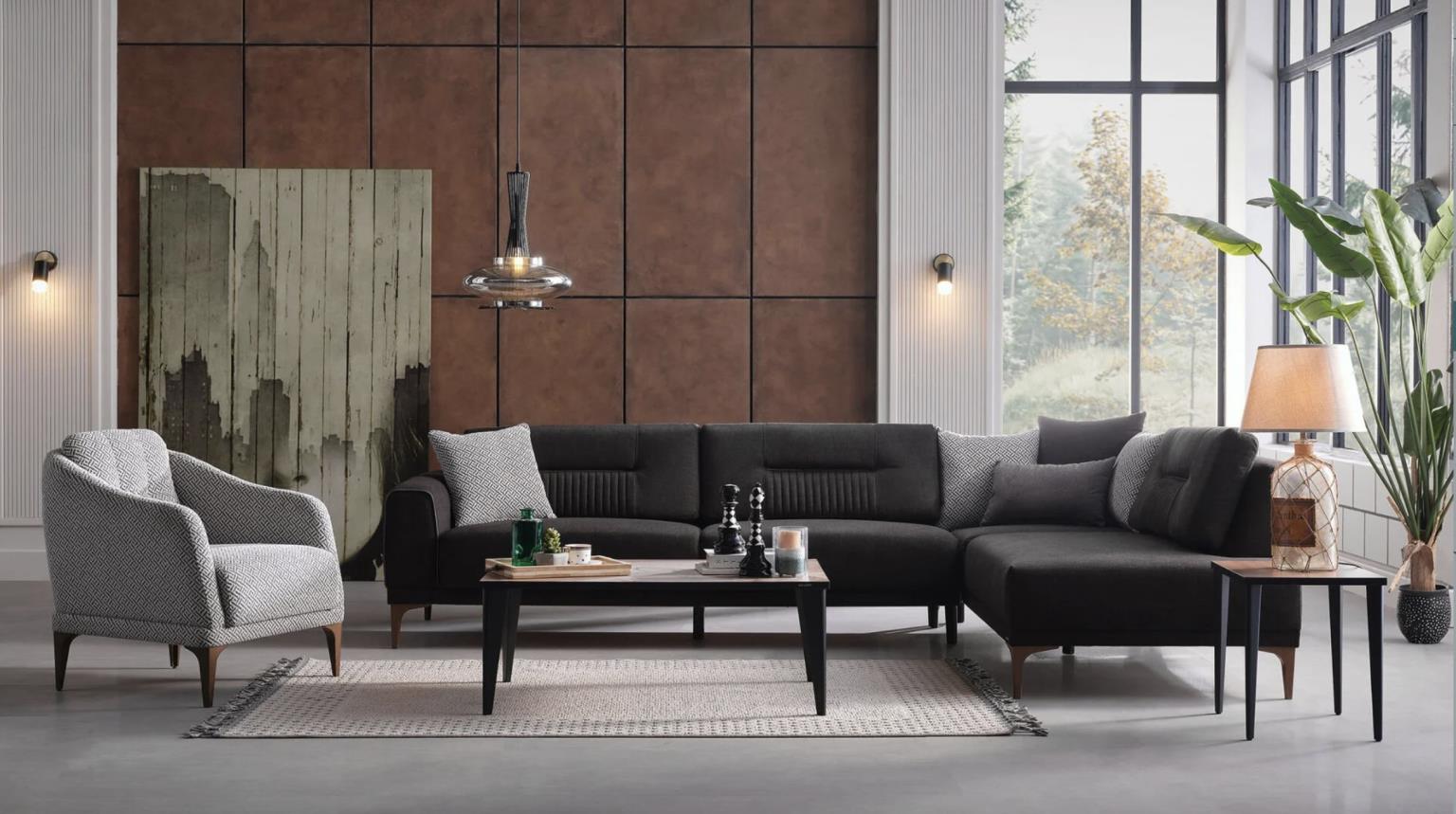 Seul Sectional (Corte Anthracite) By Bellona - Berre Furniture