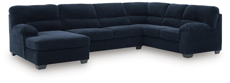 SimpleJoy 3-Piece Sectional with Chaise Standard Navy