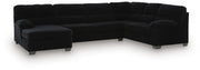 SimpleJoy 3-Piece Sectional with Chaise Standard Onyx