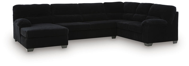 SimpleJoy 3-Piece Sectional with Chaise Standard Onyx