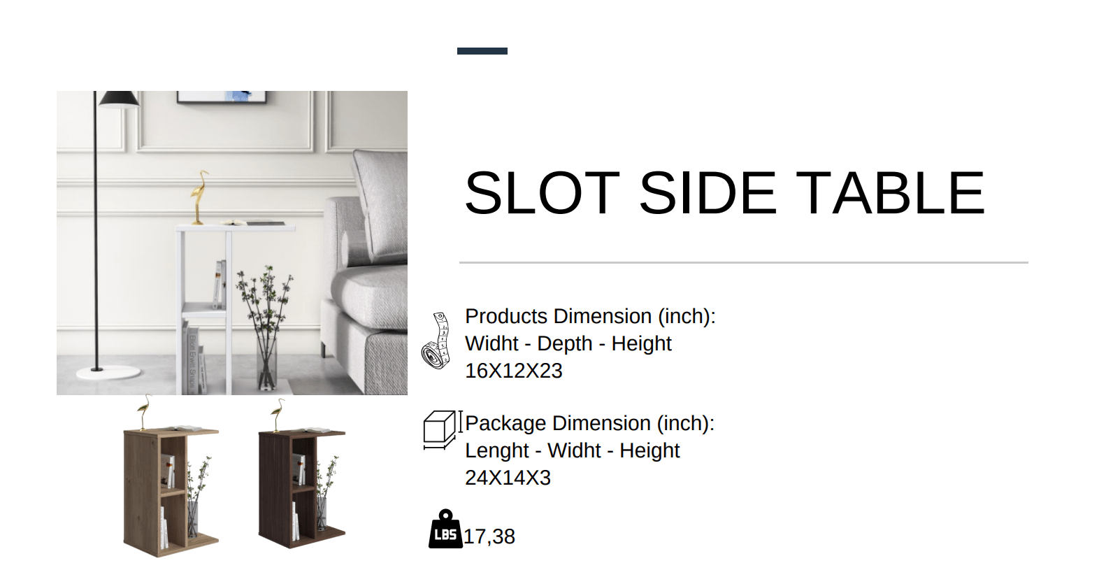 Slot Side Table Varna Oak - Berre Furniture