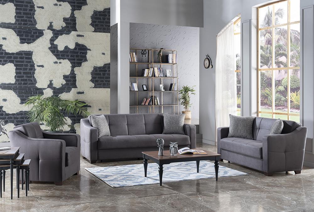 Tahoe Living Room Set Sofa Loveseat Armchair by Bellona MELSON DARK GRAY